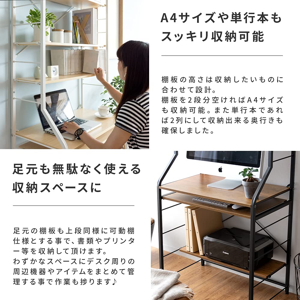 Amazon | エア・リゾーム パソコンデスク 机 ハイデスク ラック付き