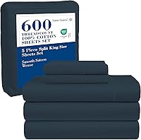 Vista 39 de LANE LINEN Juego de sábanas y fundas de almohada de algodón grueso de 600 hilos, 100 % algodón mercerizado, suave y suave como un hotel, con acabado