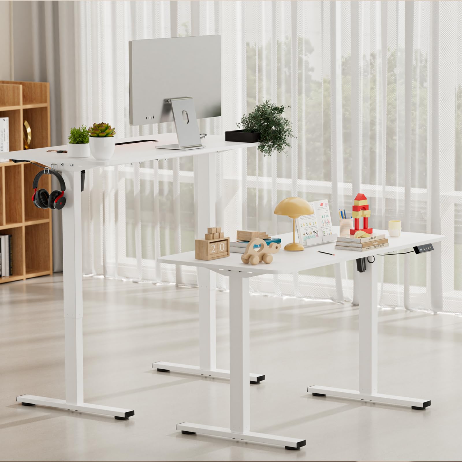 buybyroom Patas Escritorio Elevable, Estructura Mesa Elevable sin Interfaz de Escritorio, con Acero de Alta Resistencia, con USB y Panel Inteligente de Memoria (Sin Panel de Escritorio)