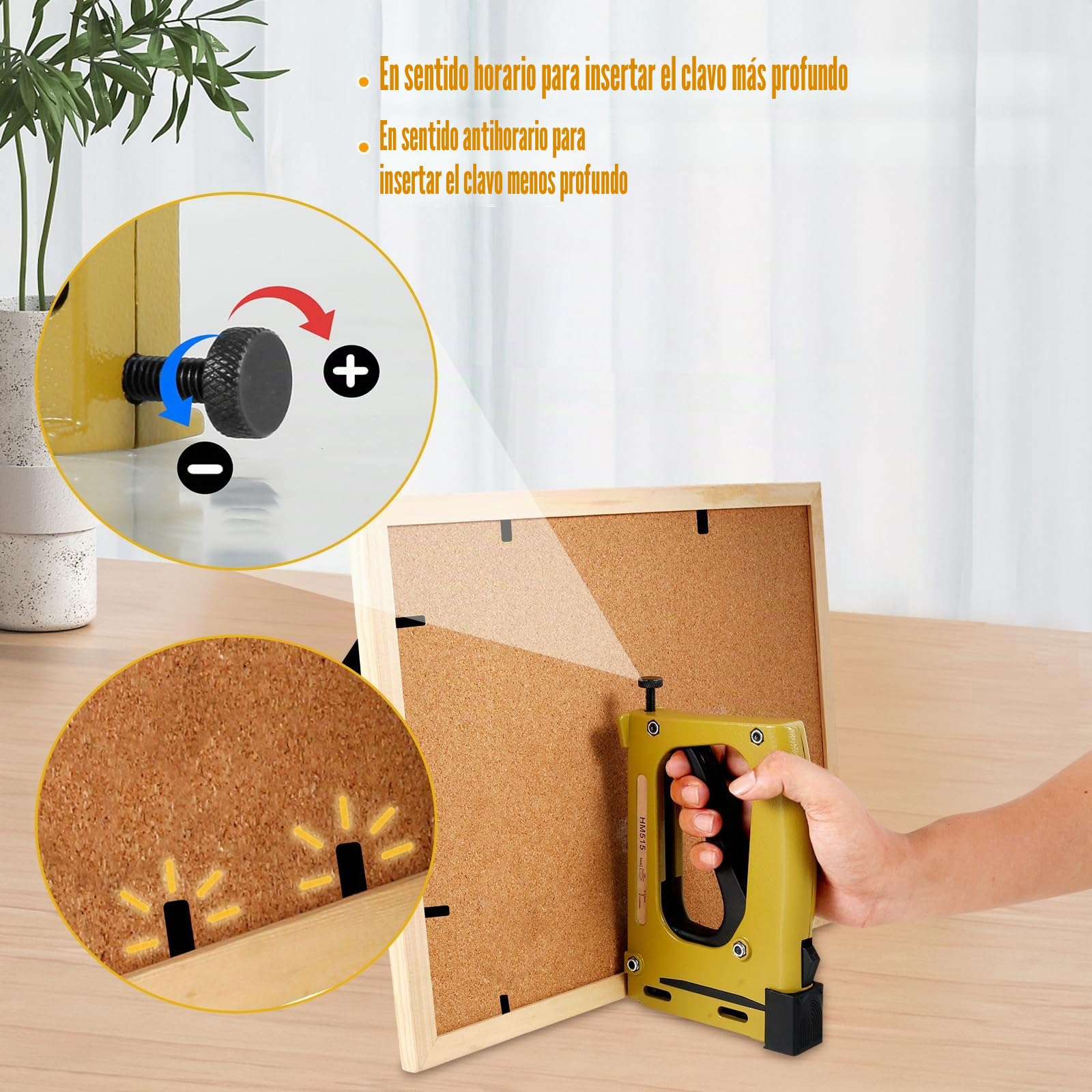 Point Driver Framing - Grapadora de mano con grapas (20 x 12,5 x 3 cm, grapadora con 2000 grapas para marcos de fotos y marcos de fotos)