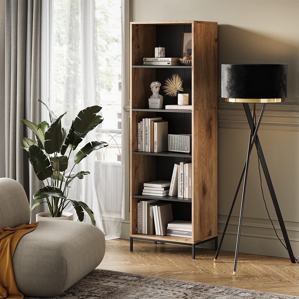 Vicco Regał na książki "Eliza", Viking Oak, 60 x 180 cm | z 5 przegródkami, convient pour le rangement de livres et d’objets de décoration
