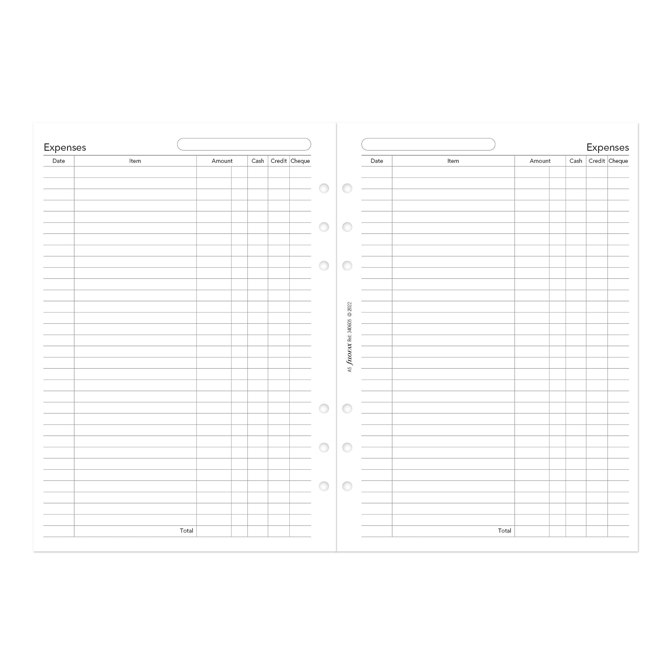Filofax A5 Kalender 2023 - 1 Woche Auf 2 Seiten, Mehrsprachig 4x4 Spalten