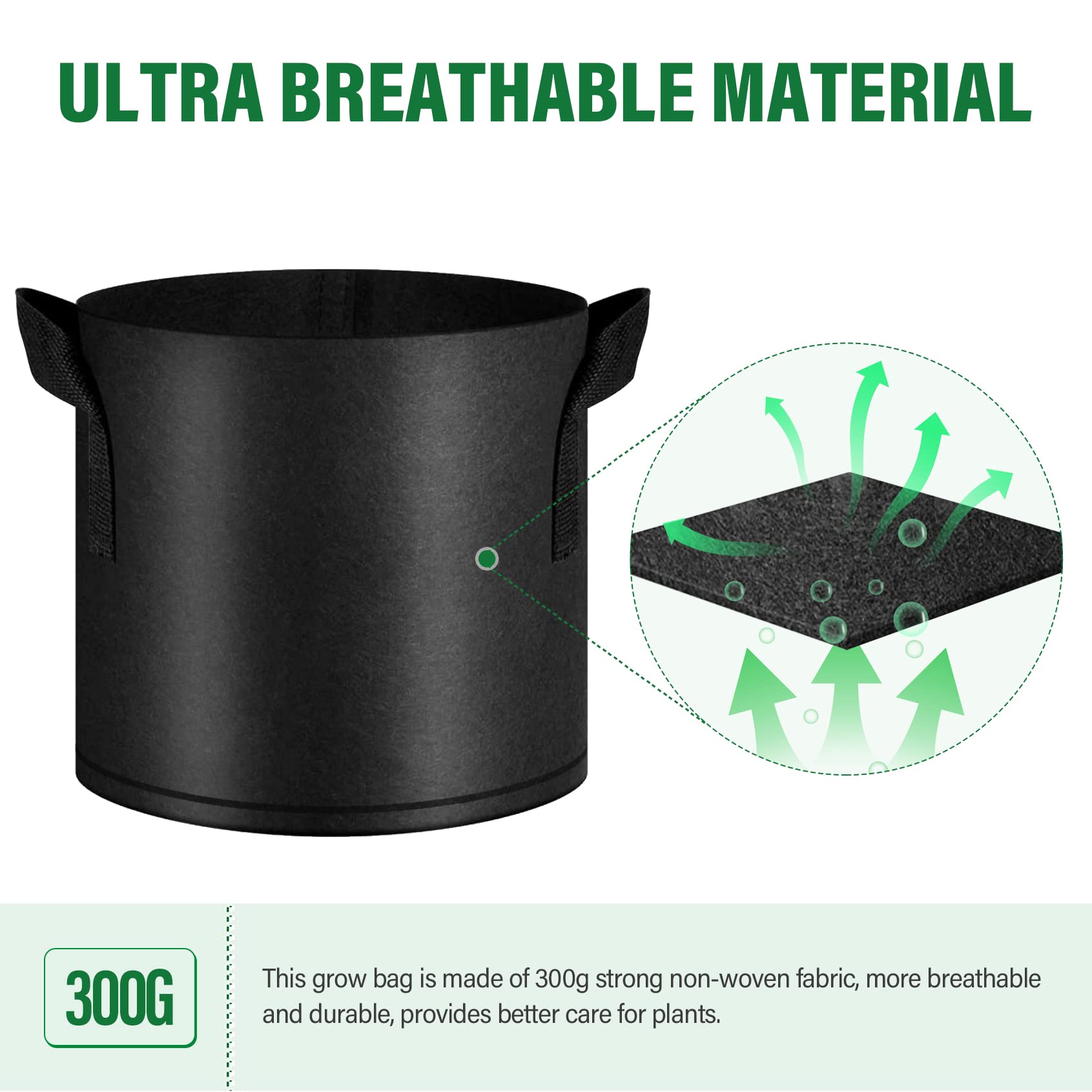 KuMers 12 Pack Grow Bags 10 Gallon, 300G Heavy Duty Thickened Non-Woven Plant Bag Plant Fabric Pots with Handles Planting Bags, Pot for Plants