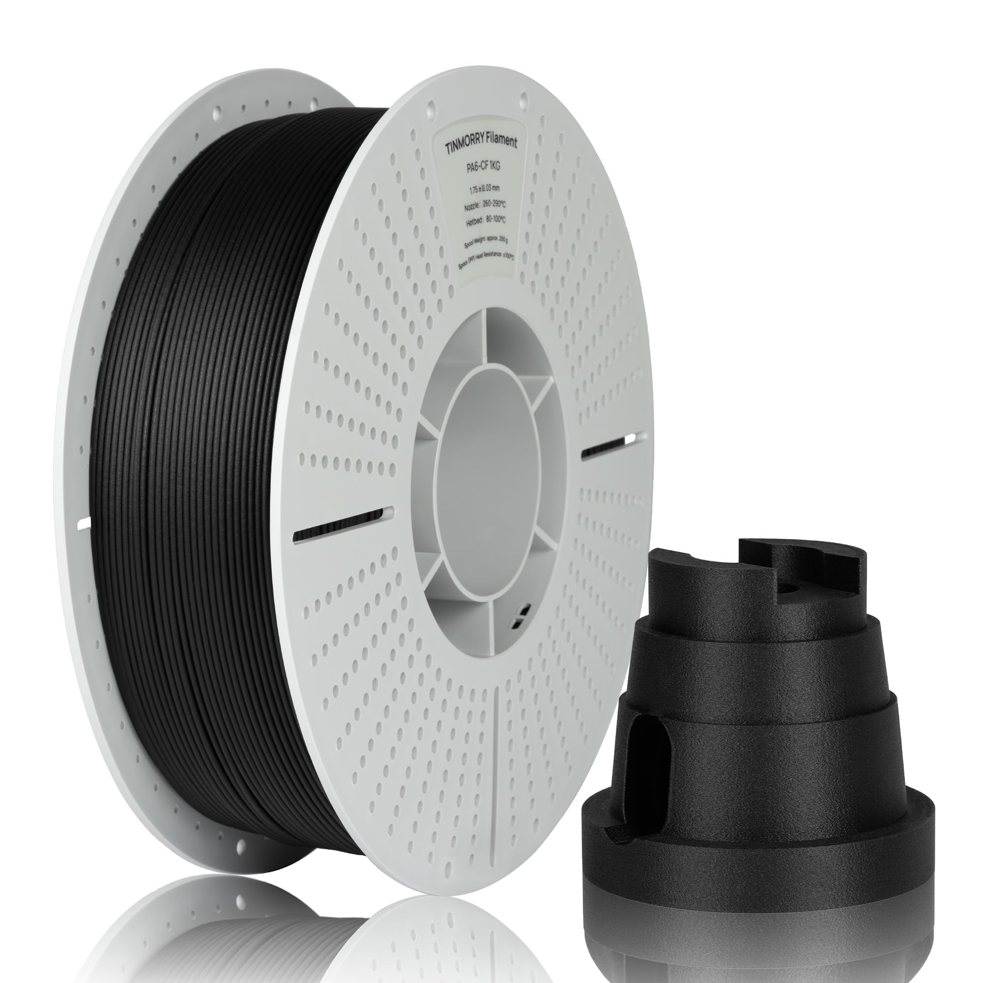 TINMORRY filament PA6-CF 1,75 mm, filament nylon do drukarki 3D 1 KG, Czarny