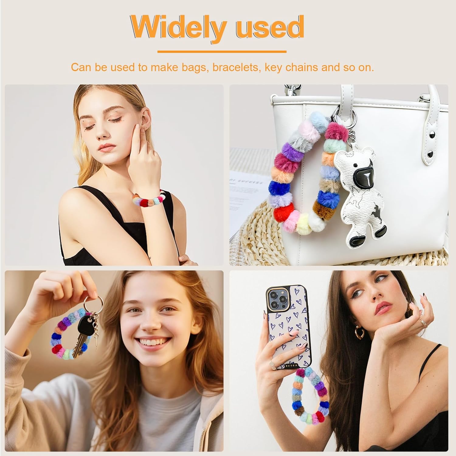 50 Pcs Fluffy Faux Fur Pom Beads Mlticolor Fuzzy Spacers Beads Soft Puff Bead for Pens Earrings Bracelets Jewelry Making Keychains DIY Crafts Projects - Image 7