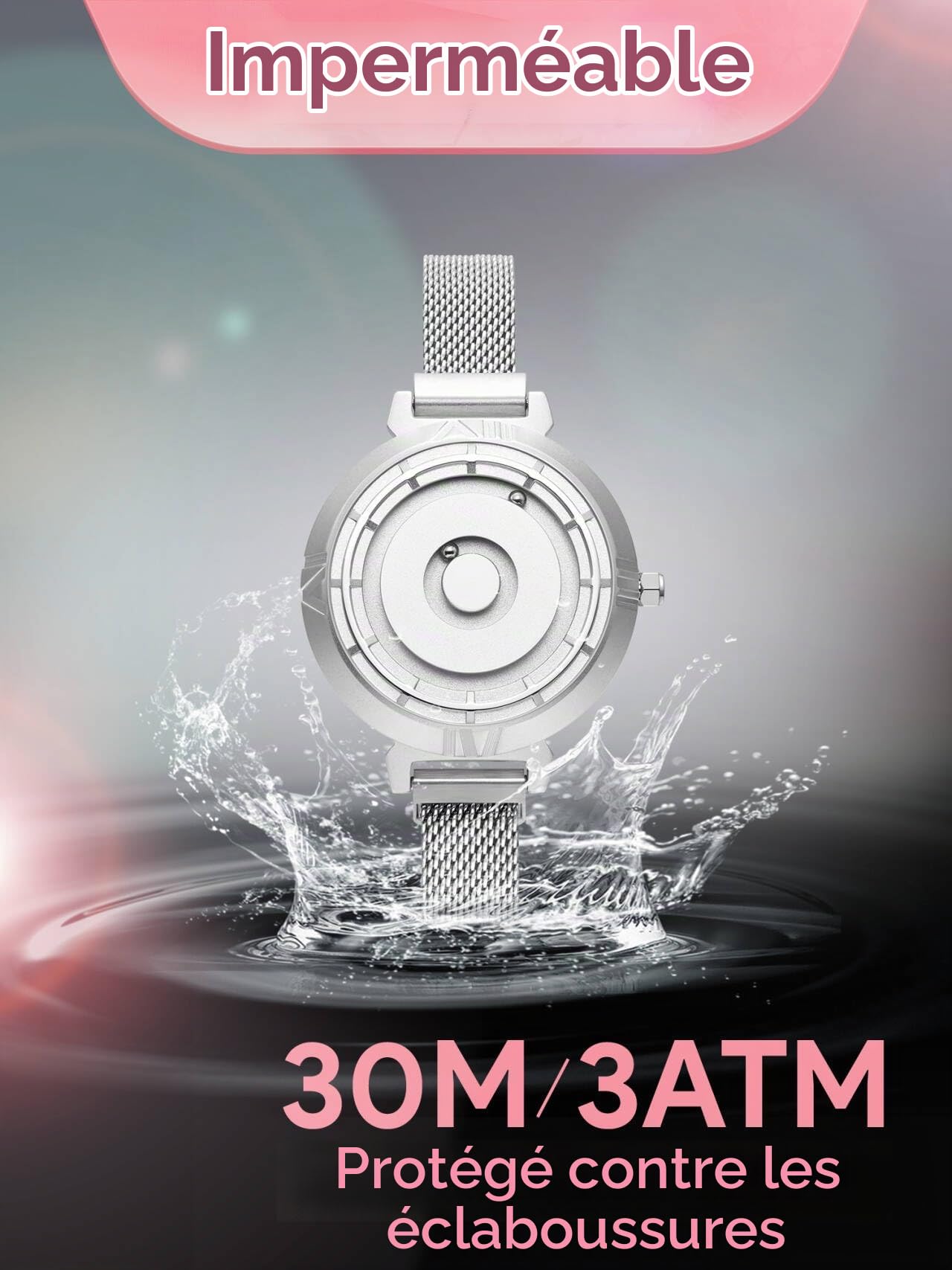 EUTOUR Montre Femme Luxe Élégante Minimaliste Magnétique Pas de Verre Roulement à Billes Quartz Montres Bracelet pour Femmes 36mm