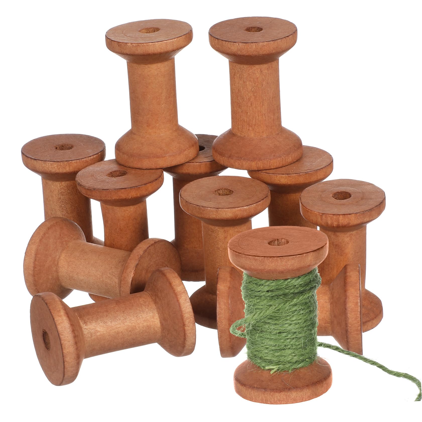 Sewroro 100pièces Spools Bois Vides Pour Couture Supports à Fil Et Ruban Accessoires De Filage Couleur Châtaigne