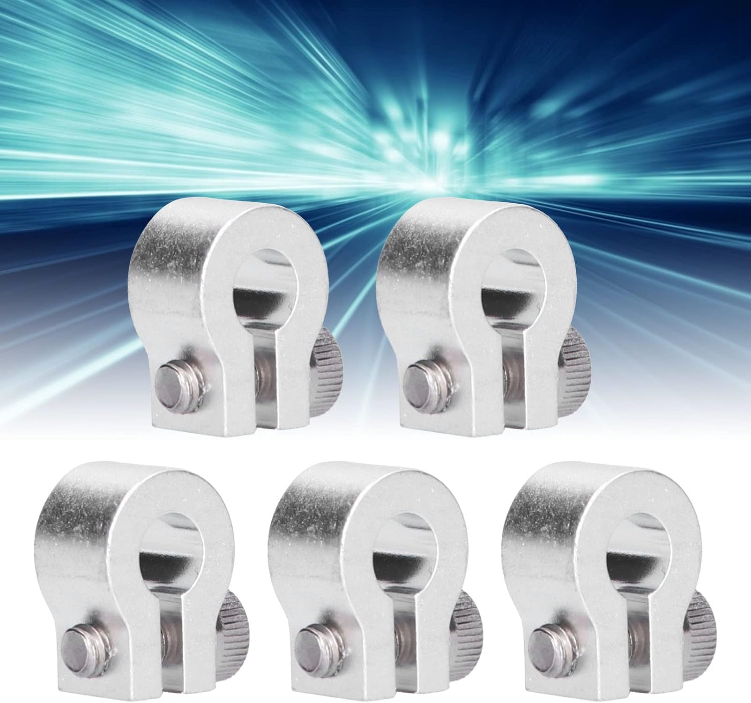 5 PCS Exhaust Clamps, Aluminum Alloy Butt Joint Narrow Band Clamp, Durable Exhaust Sleeve Muffler Clamp for Cars, with 6mm/0.23in Center Hole Size, Non Destru