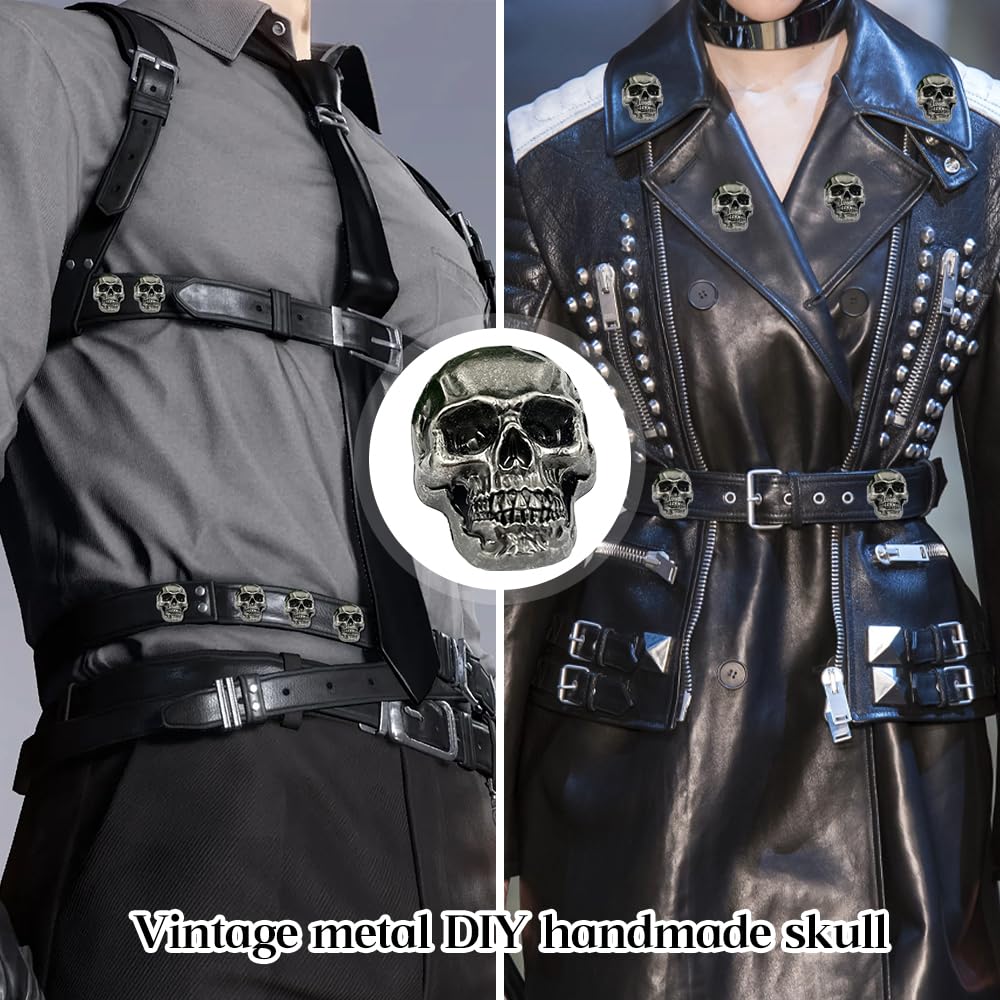 Borchie Teschio con Vite di Fissaggio 12 Pezzi Cranio Tappo Vite Borchie Punk Decorare il Cuoio Fai Da Te Bottone Teschio per Borsa Vestiti Scarpe