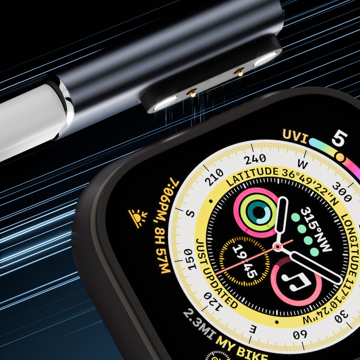Accessori per Smart Watch, caricatore magnetico di ricambio a 2 pin per Smart Watch, fitness tracker, distanza tra i pin di contatto del cavo, compatibile con 7,62 mm