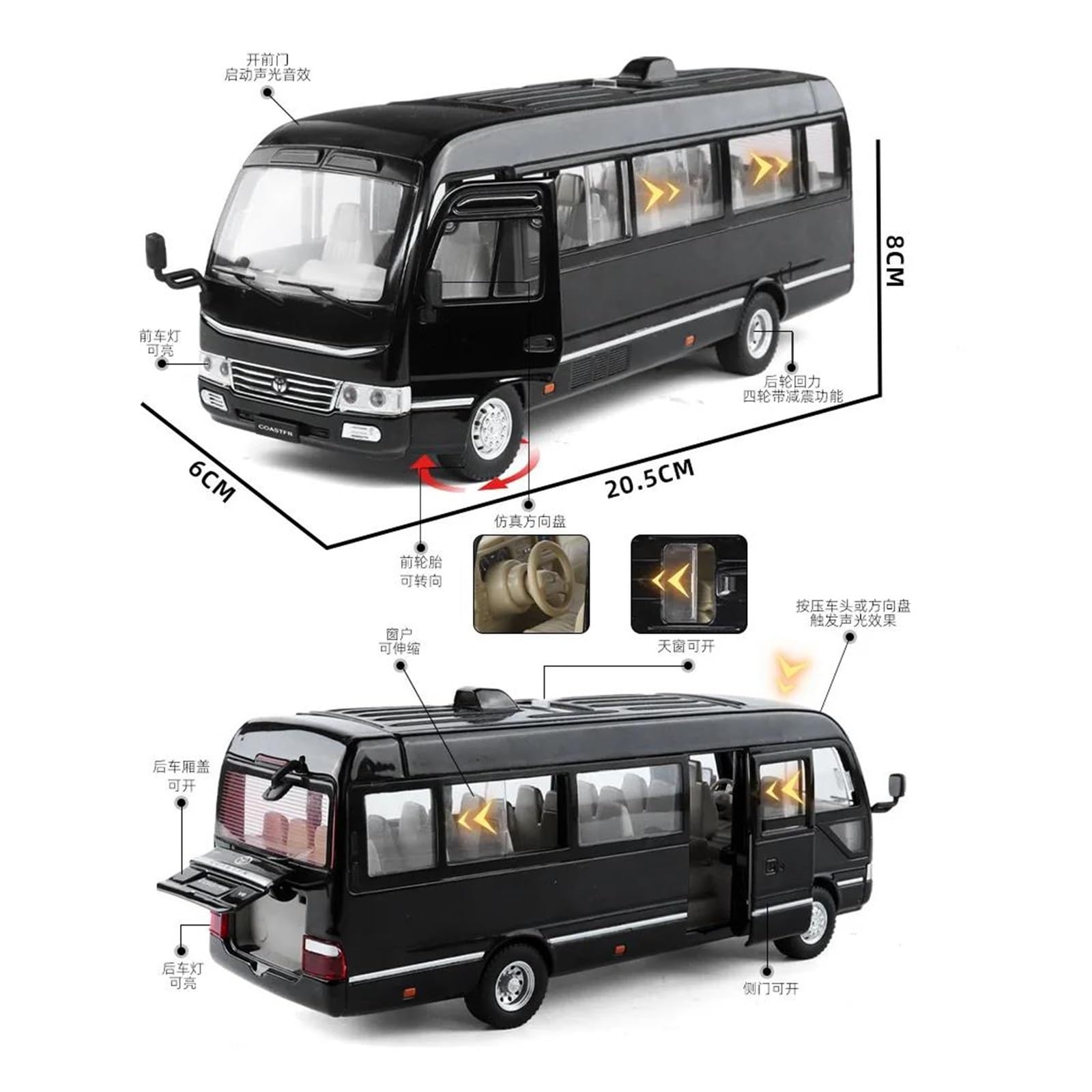 Amazon.com: MZAMOXZ 1 24 for Toyota Coaster Bus Alloy Car