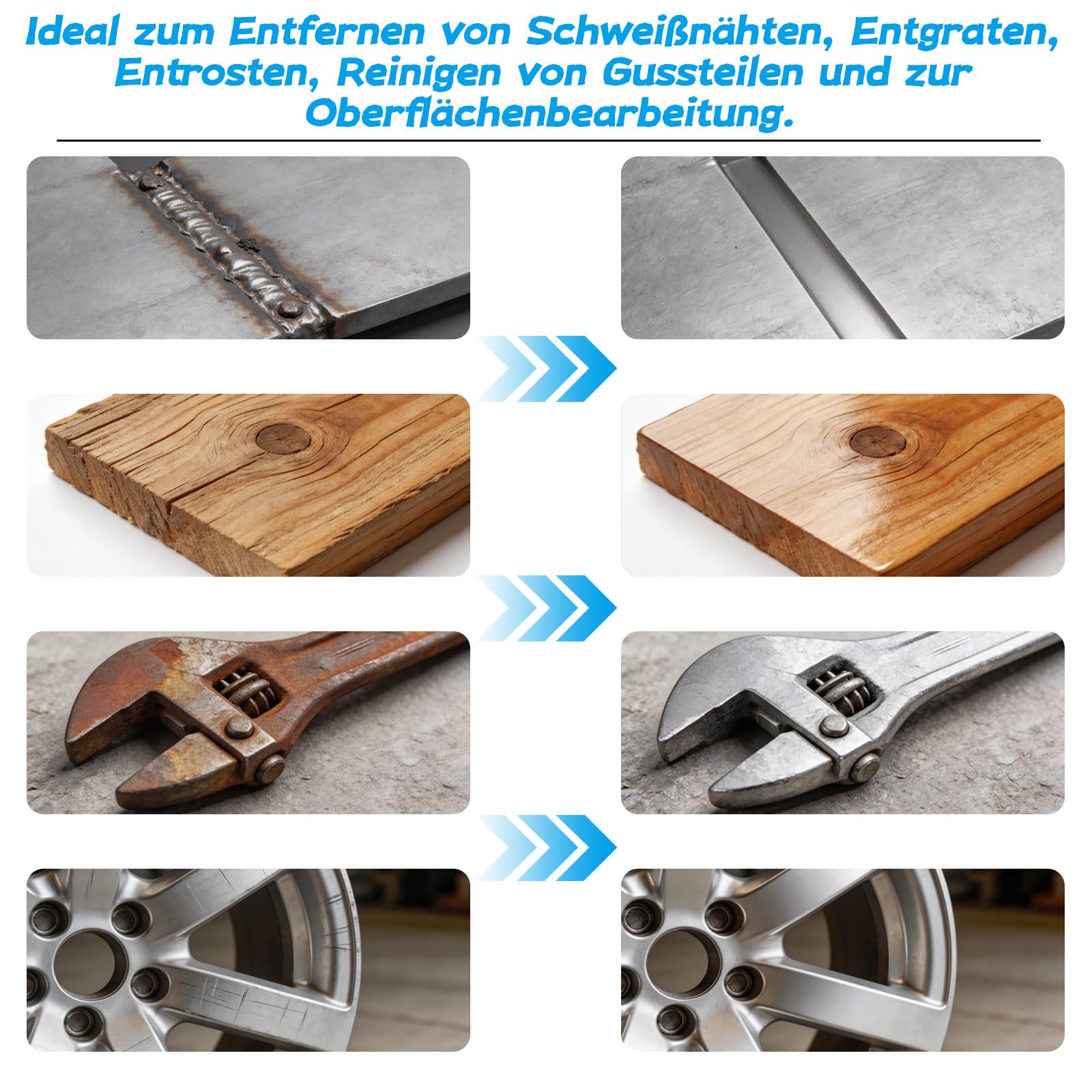 Fächerscheiben 50mm, 75 Stück 2 Zoll Schleifscheiben Körnung 40/60/80/120, Zirkonkorund Blau Schleifmopteller für Winkelschleifer Metall Stahl Holz Polieren Entgraten