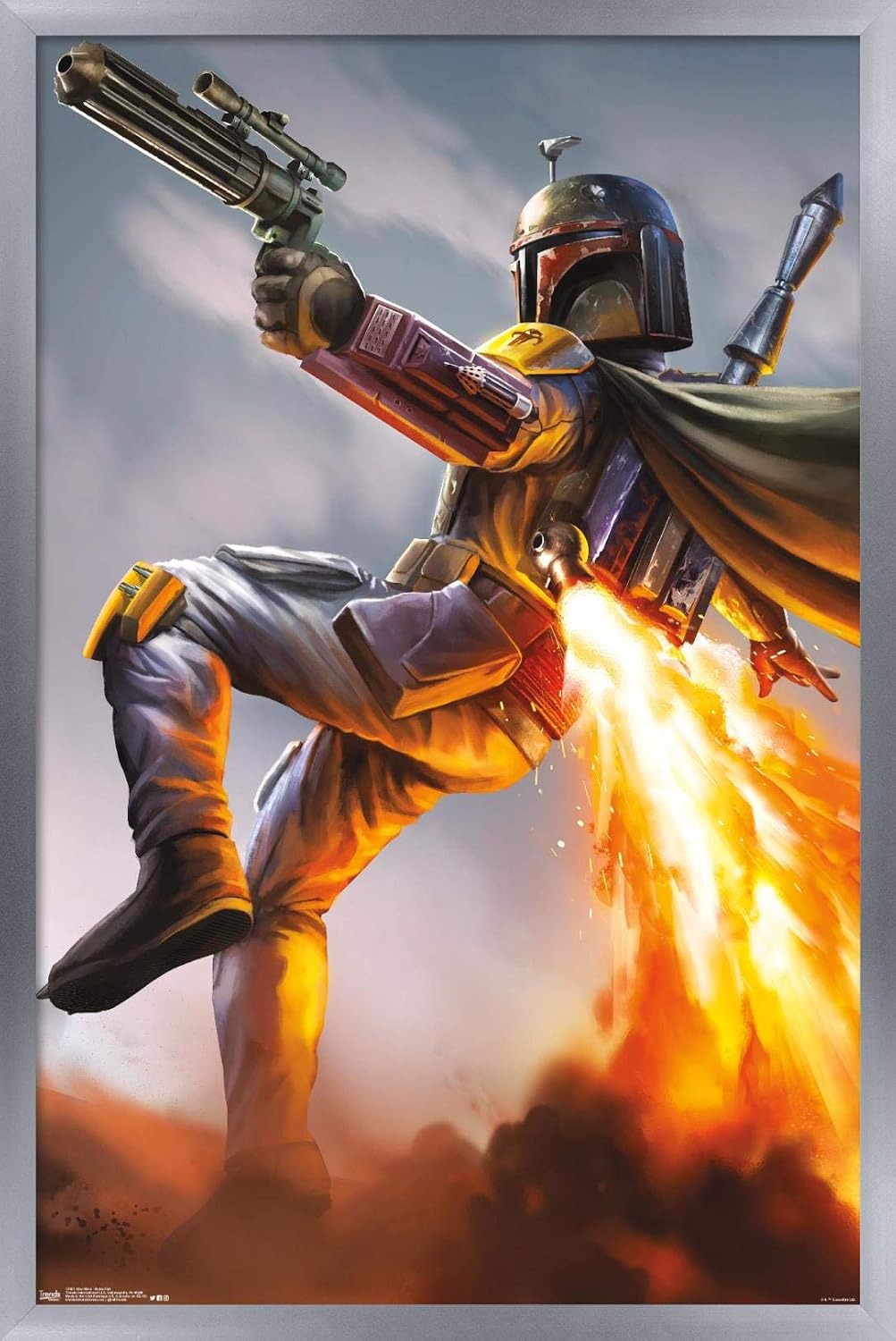 Trends International Star Wars: Saga - Boba Fett Wall Poster, 22.375" x 34", Silver Framed Version