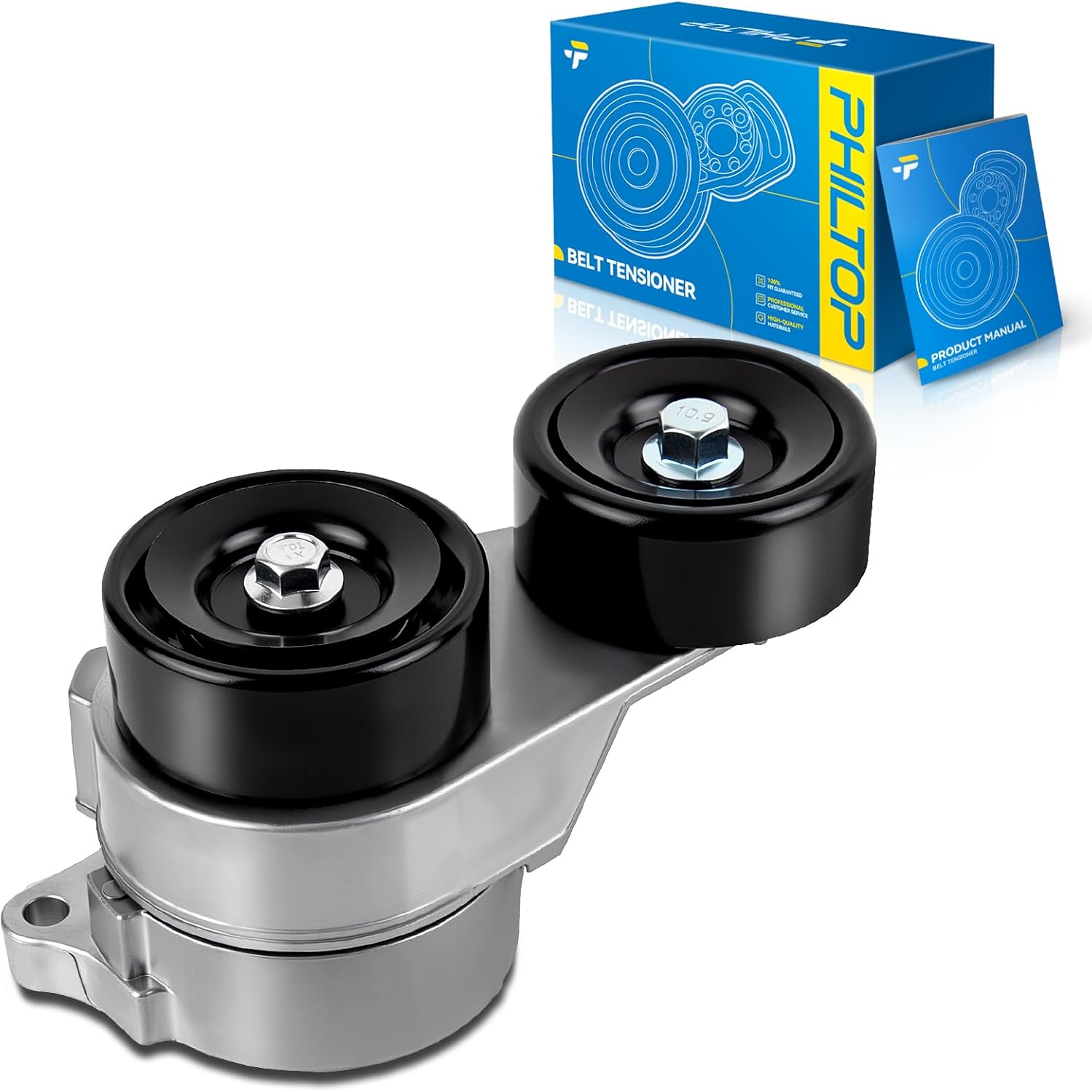 PHILTOP Belt Tensioner Assembly with Pulley for Acura Honda for Accord 2003-2012 3.0L, 3.5L, Accord Crosstour 2010-2010 3.5L, MDX, Odyssey, Pilot, Ridgeline, RL, TL, ZDX, Timing Belt OE # 38332