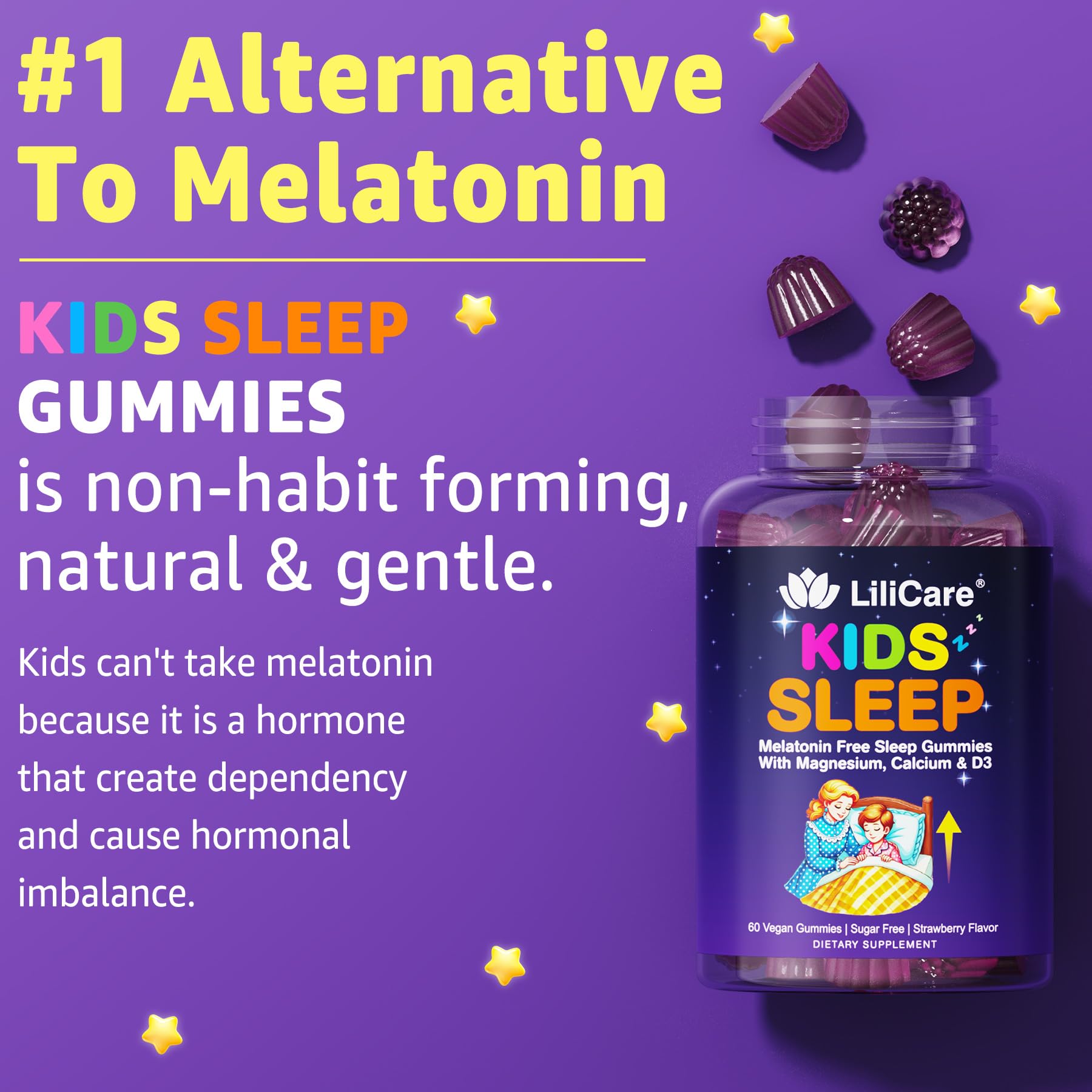 Kids Sleep Gummies - Magnesium Glycinate Gummies, Melatonin Free Sleep Aid — Amazon image 7