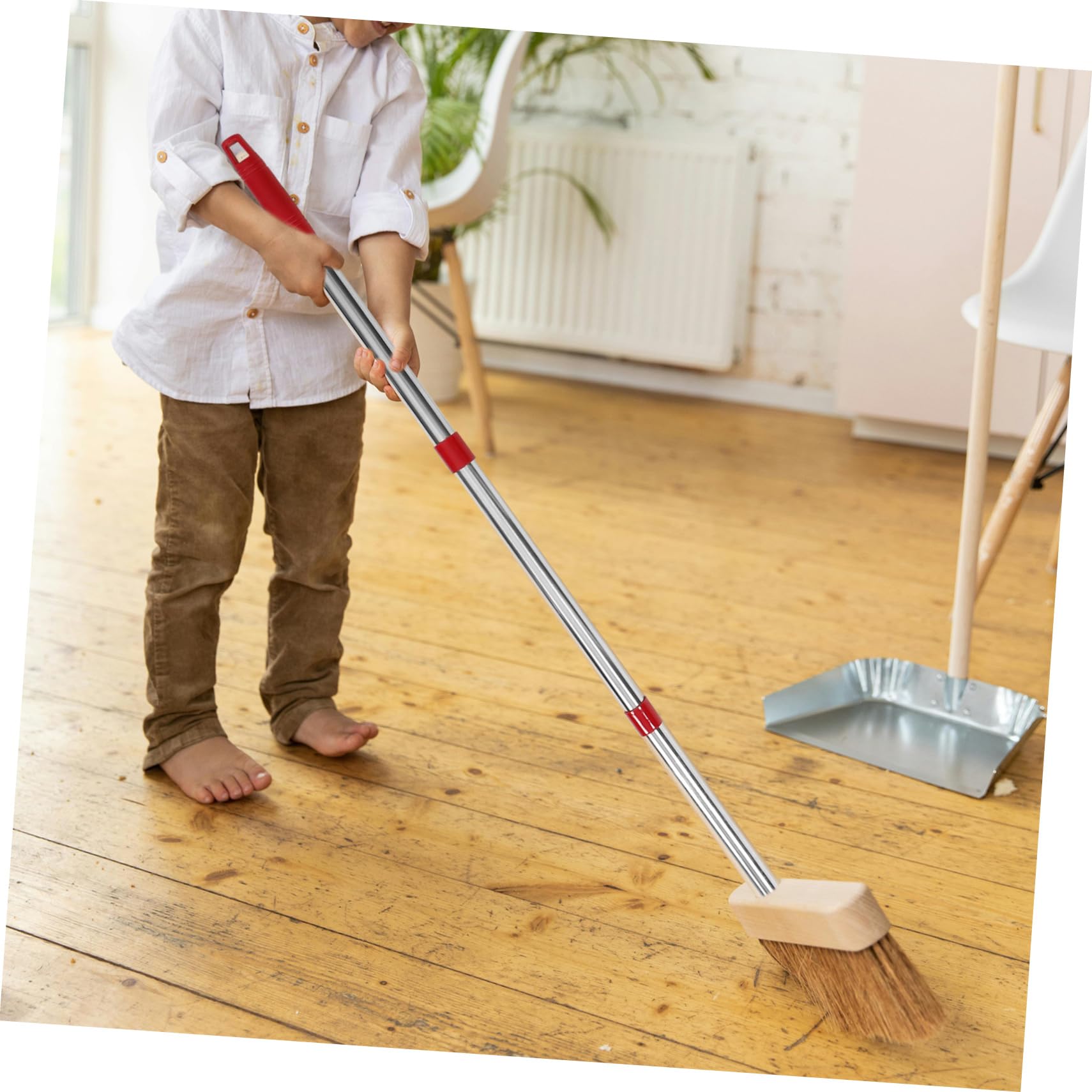 Healvian 5juegos Mop Mango De Acero Inoxidable De Tres Secciones Accesorio Para Trapeador y Escoba Duradero y Resistente La Deformación