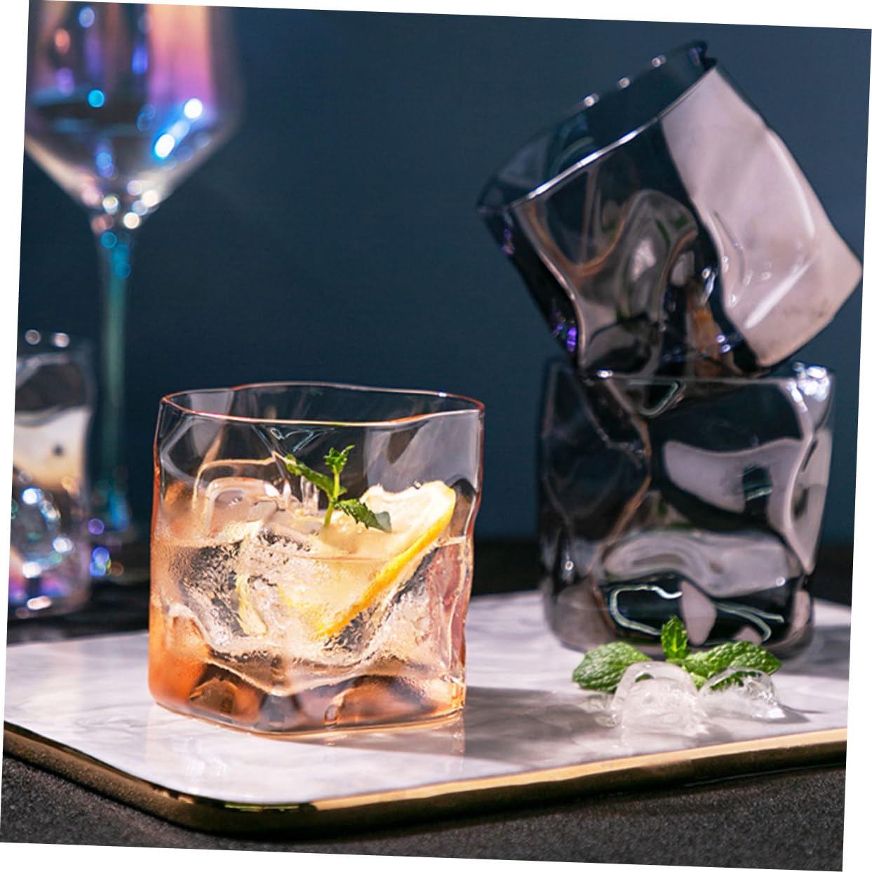 2piezas Vasos De Vidrio para Whisky De Copa De Vino y Cerveza Bebida Transparente para Bar y Hogar para Fiestas y Reuniones