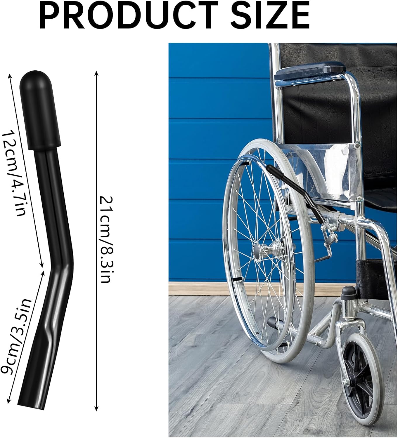 Hariendny Wheelchair Brake Extenders, 2-Pack Black Curved, 5 Inch, Compatible with Most Standard Wheelchairs