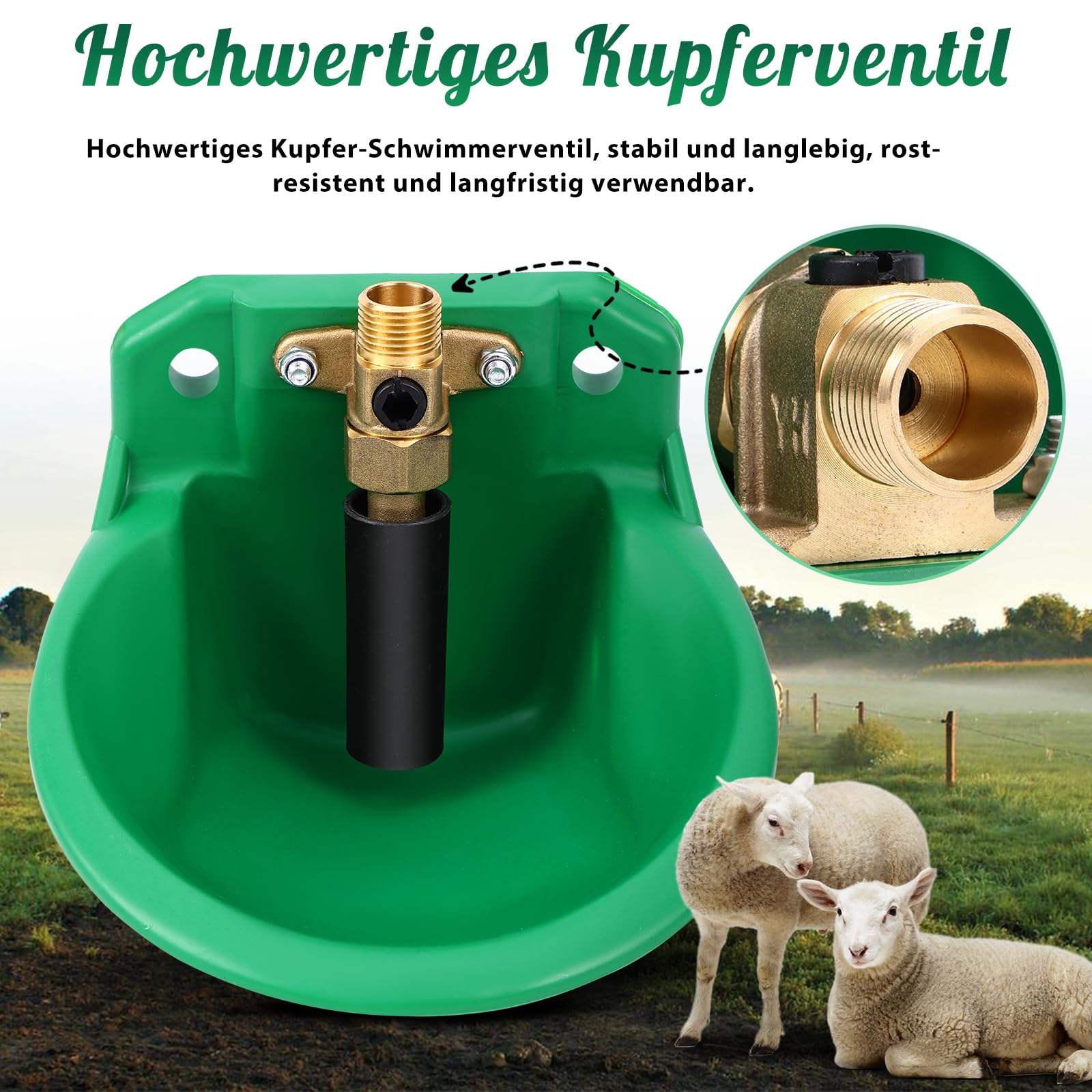 Automatische Tränkebecken für Schafe, ViehträNken mit Abflusslöchern, Automatische Wasserversorgung für Pferde, Rinder, Schafe, Schweine und Hunde, WeideträNken, Grün
