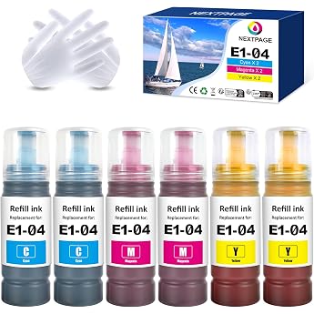Nextpage Ink Multipack Ink Bottle Cyan Yellow Magenta Compatible with EcoTank ET2720 Et2820 ET-2710 ET 2711 ET-2712 ET-2714 ET-2715 ET-2720 ET-2726 ET-2810 ET-2811 ET-2811 ET-2811 12 6 Pcs