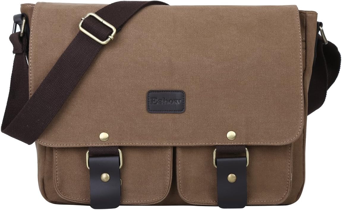 Eshow Men's Retro Canvas Crossbody Shoulder Messenger Bag Brief Business Bag