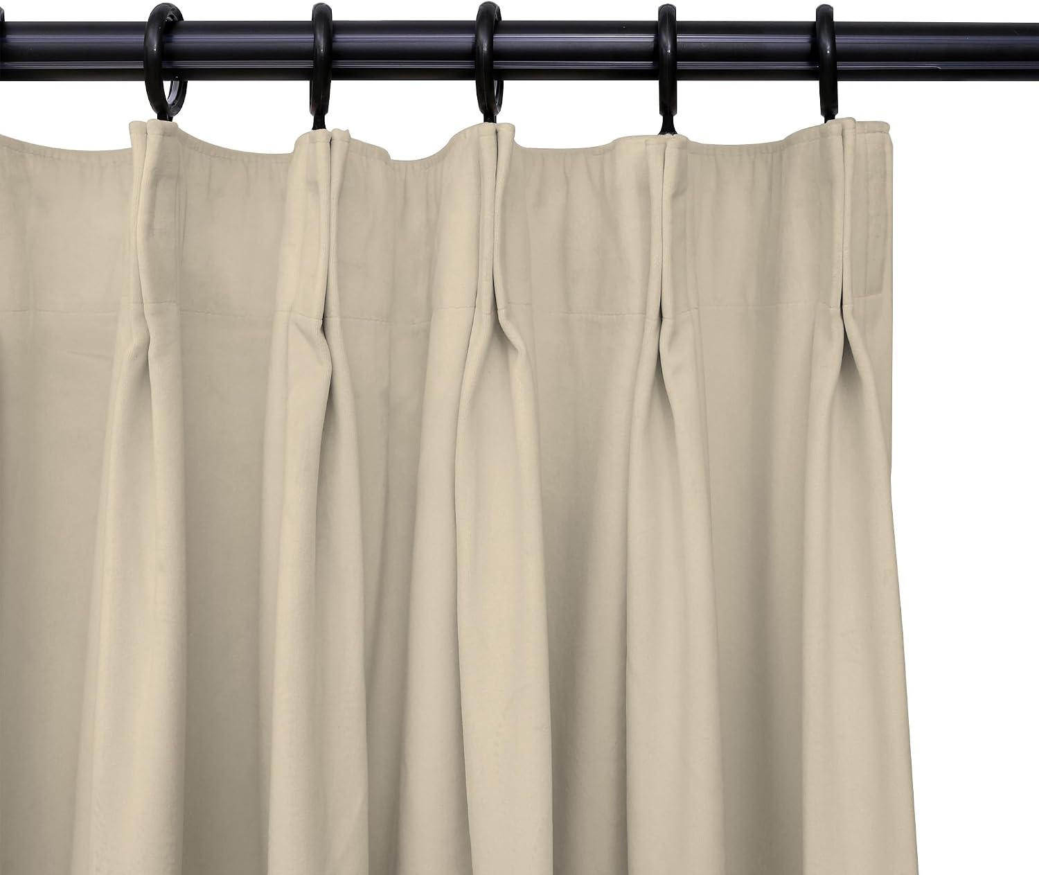 Pinch Pleat Velvet Curtains Blackout Drapery Panel for Traverse Rod or Track,Living Room Bedroom Meetingroom Club Theater Patio Door Room Darkening Curtain. (1 Panel，52" W x 84" L,Cashmere)