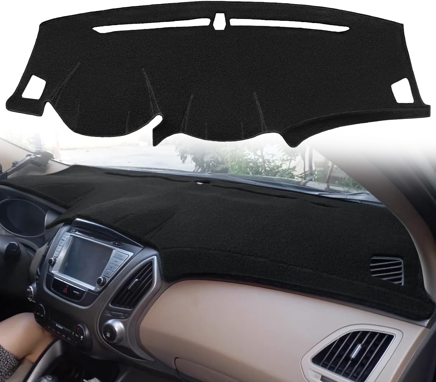 Yiz Dash Cover Mat Custom Fit for Hyundai Tucson 2010 2011 2012 2013 2014 2015 Dashboard Cover Pad Carpet Protector (10-15 Black) J43