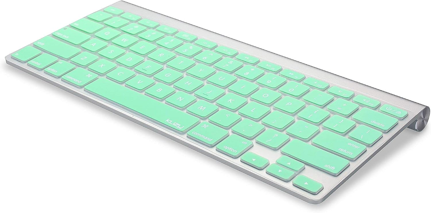 Kuzy Older Version Keyboard Cover Compatible with MacBook Pro 13 15 17 inch Release 2010-2015 and MacBook Air 13.3 inch Release 2010-2017 Silicone Skin Protector, Mint Green
