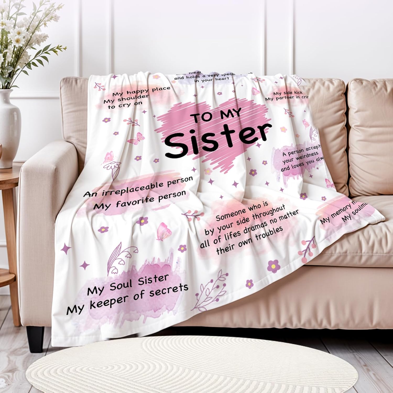 Sister Blanket Gift - Christmas Birthday Gifts for Sisters, Sisters Gifts from Sister, to My Sis Throw Blanket, 50"x60" - Image 4