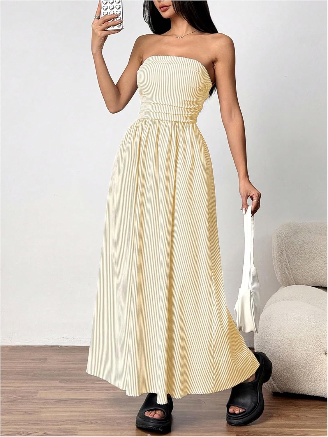 Milumia Women's Striped Strapless Maxi Dress Summer Casual Tube Top Long Dresses with Pocket - Image 5