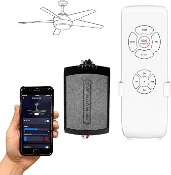 Smart Wi-Fi Ceiling Fan Remote Control Kit, 3 Fan Speed & Light Dimmer,Compatible with Alexa & Google Home Smart Life APP
