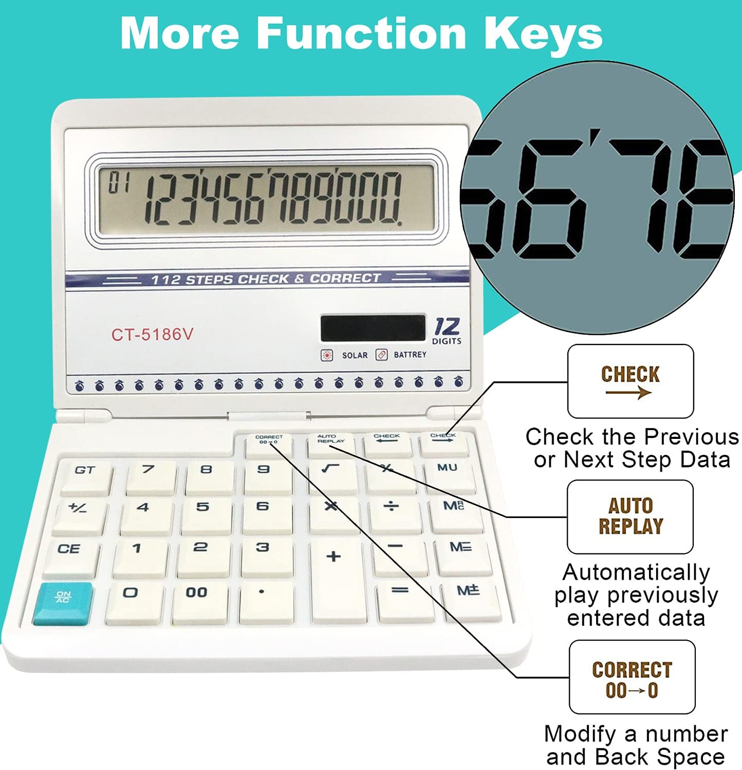 Large Calculator, Big Folding Calculator Large Display Desk White Calculator with Easy View Large Number Button 12 Digits Calculator,Christmas Birthday Thanksgiving Gifts Daily and Office Work