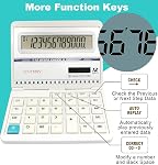 Grande calculatrice de pliage, blanc, 6.42 1 cm LCD Affichage, 12 Chiffres solaires & AAA Batterie alimentée, calculatrice technique/scientifique, parfaite pour bureau, maison, école, cadeau