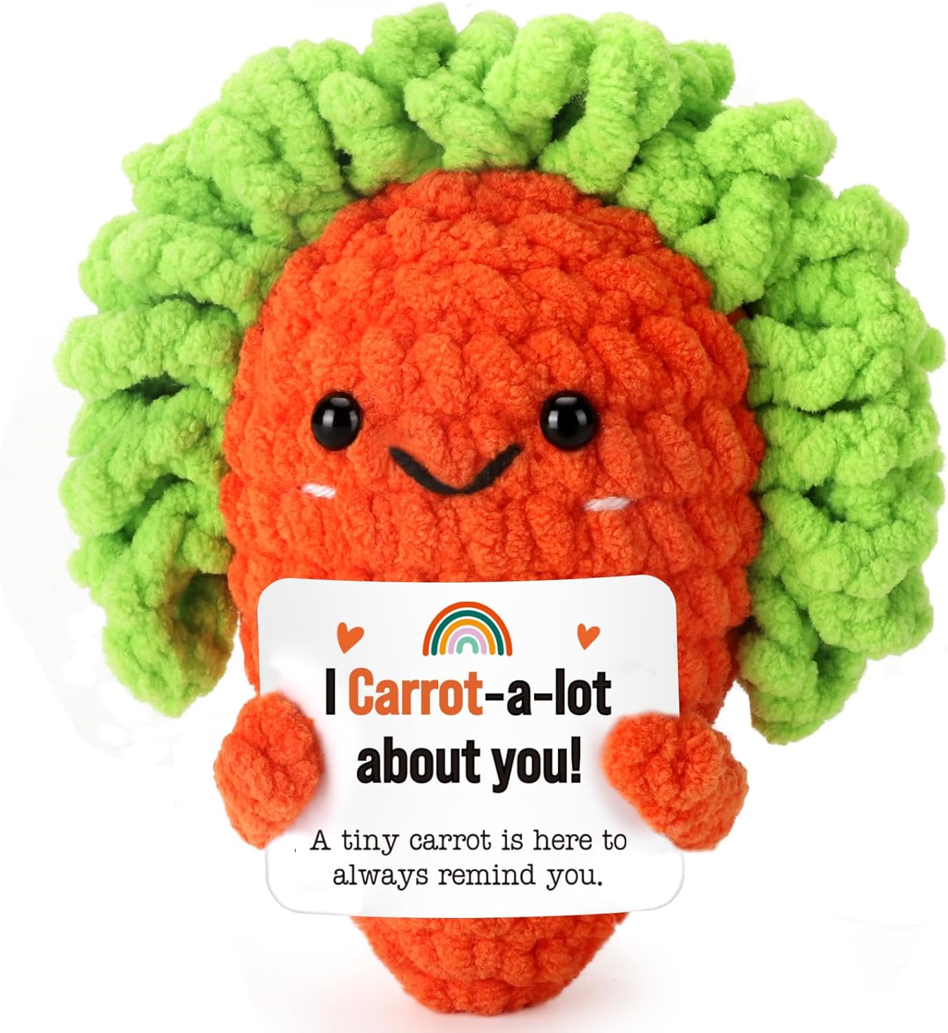 WELLBANEE Positive Crochet Carrot Birthday Gifts for Daughter Son Sister Besties, for Girlfriend Couples, Handmade Carrot Home Office Desk Decorations