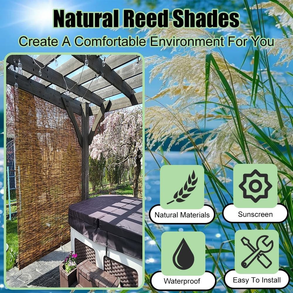 遮光 竹すだれ 天然 遮熱 竹カーテン 屋外 日よけ 目隠し 風通し 竹簾 竹ロールスクリーン 壁の装飾 屋内と屋外 パティオ 公園