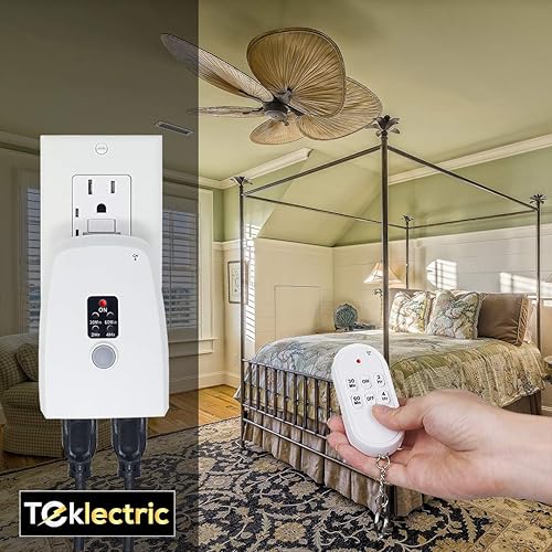 Miniatura 5 de TEKLECTRIC Toma de control remoto para interiores con temporizador de cuenta regresiva, rango de 100 pies, salida de seguridad inalámbrica de
