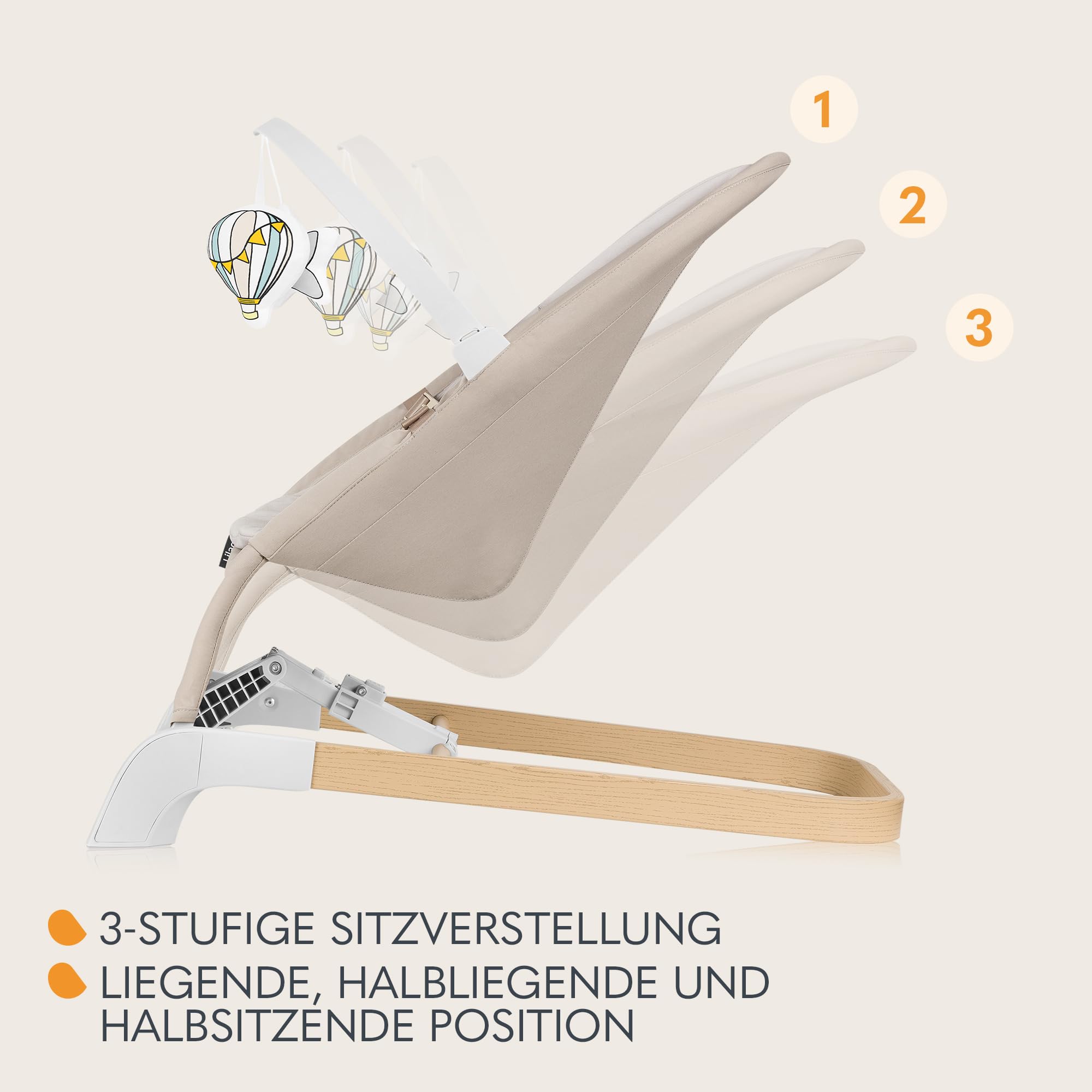 LIONELO LILAC Babywippe und -liege für Babys bis 9 kg, 0-6 Monate | 2-in-1 Babywippe, 2 Spielzeuge, Neigungseinstellung, 3-Punkt-Gurt, leicht 3,2 kg, flach zusammenklappbar