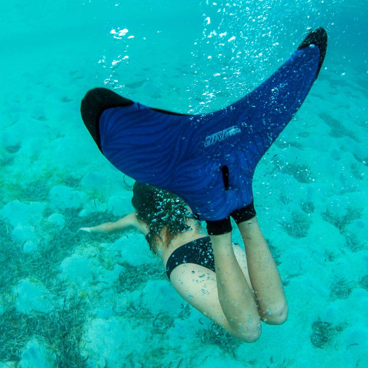 Fin Fun Monoflosse Pro - Advanced Monofin für Meerjungfrauenflosse, 35-43 | Profi Schwimmflosse für Erwachsene ab 14 Jahren, Neopren-Fußtaschen, stabiler Einsatz für Nixen, Gr. 35 bis 43