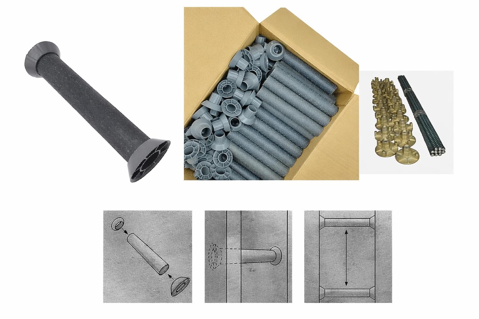 Miko® 10 Stk. Schalungs-Abstandhalter SET inkl. Spannstab mit Ankermutter, ermöglichen gleichmäßiges Arbeiten beim Betonieren, einfache Anwendung, stabiles und robustes Material (11,5 cm)