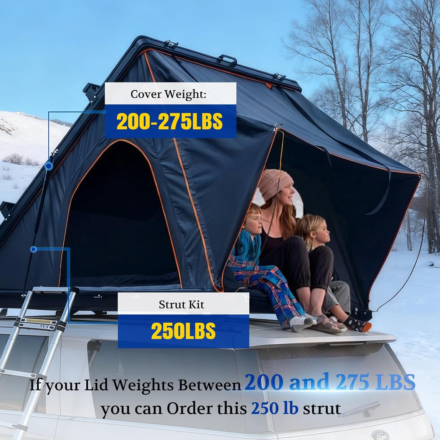 ARANA 44 inch Gas Struts 250LB with 13MM Ball Sockets, 44" Extra Long Shock Spring Lift Support for Snowmobile Trailer Heavy Duty Lid Truck Bed Cover Tonneau Cover Trap Door (Fit 200-275LB Lids), 2Pcs