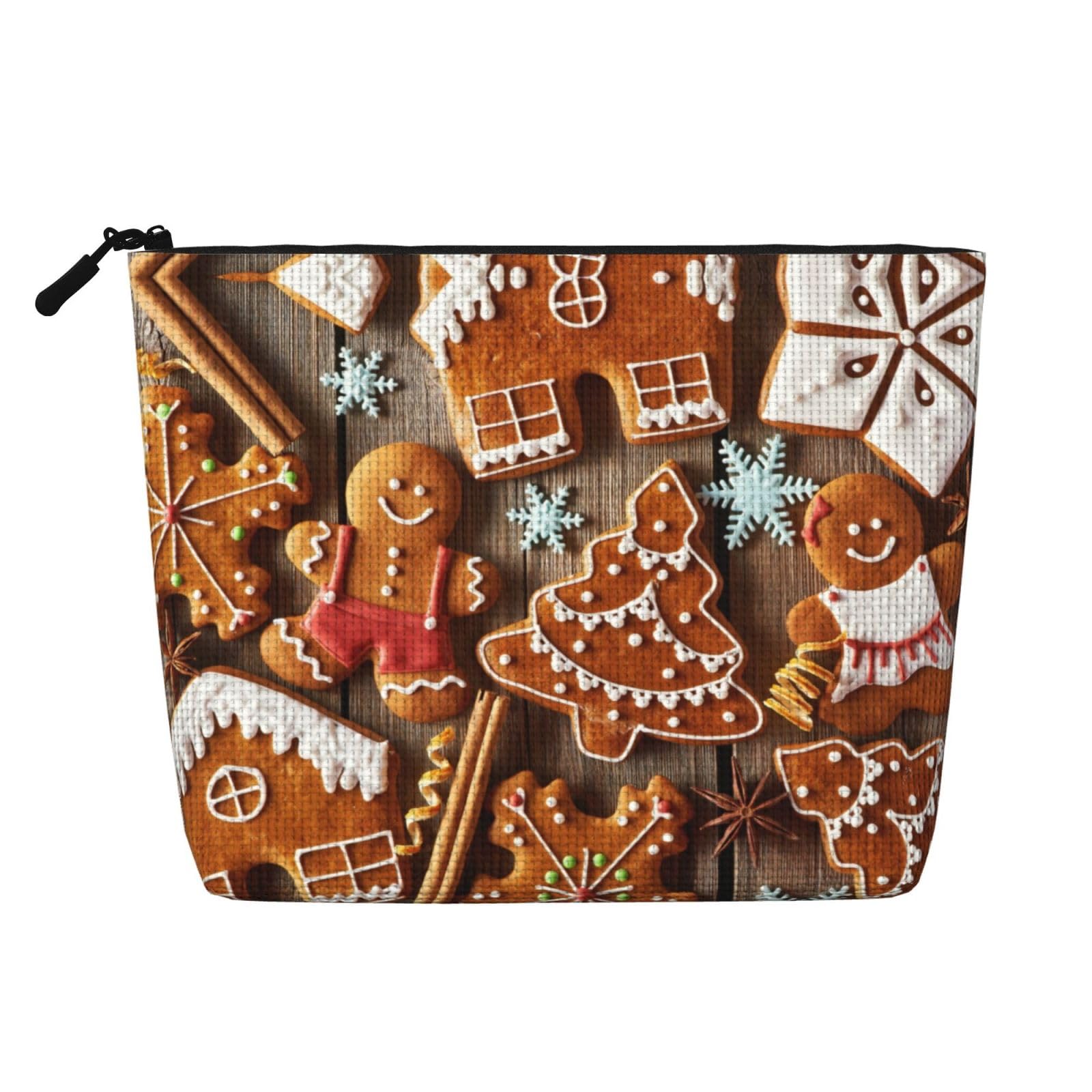 Gingerbread Cookies Print Makeup Bag,Portable Cosmetic Bag,Large Capacity Cosmetic Bags for Women,for Travel Essentials