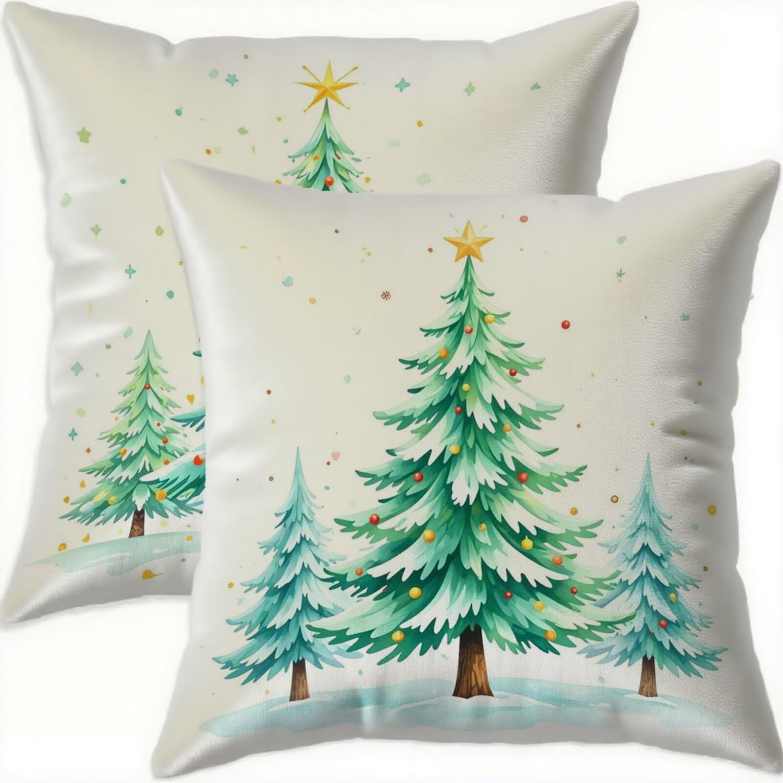 Housse coussin 70x70cm cyan en velours pour votre salon de Noël