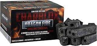 CHARBLOX Dragon Fire Bamboo Charcoal Logs - 100% Natural, Lasts 6 Hours, Sustainable, Grilling/BBQ/Big Green Egg/Kamado/Ceramic Grill/Kettle Grill/Tandoor/Robata, Thai/Binchotan Alternative (11LB)