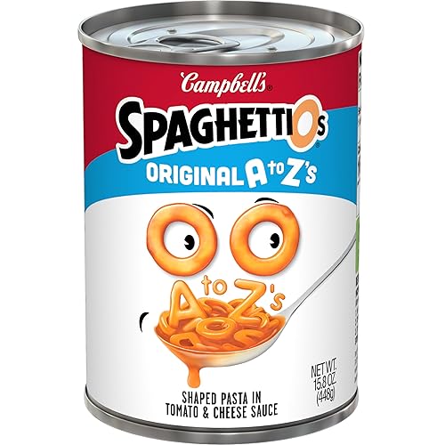Vista 101 de SpaghettiOs Pasta enlatada original más calcio, lata de 15.8 onzas (paquete de 12)