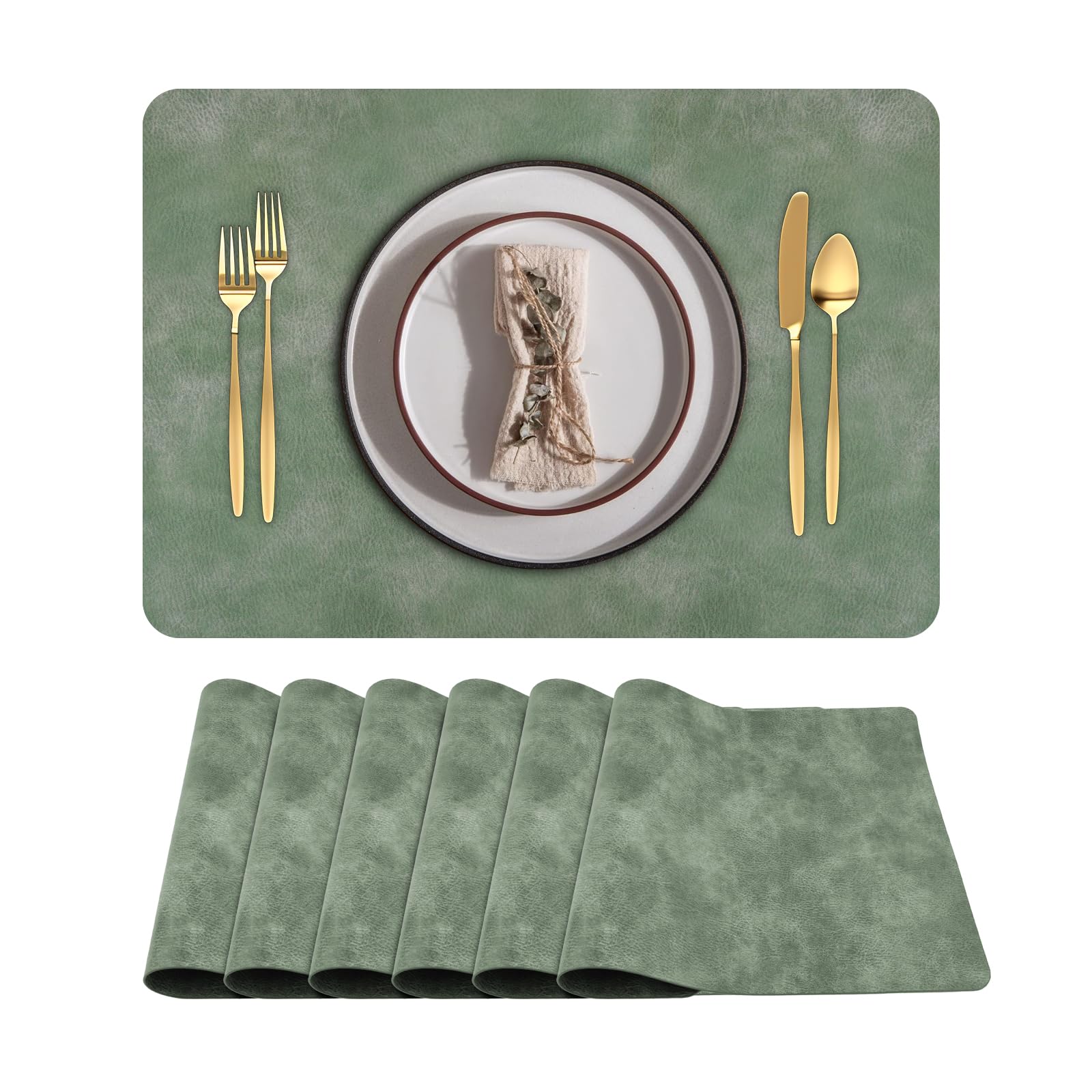 Placemats Set of 6, PU Leather Table Mats Heat Resistant Washable Non-Slip Place Mats