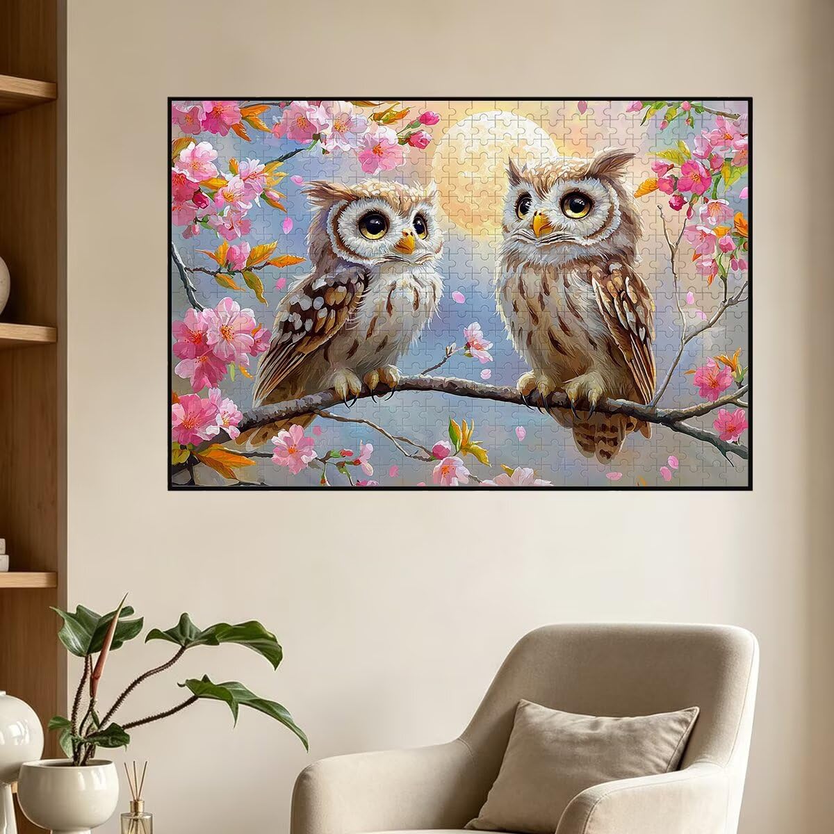 Puzzle 1500 sztuk sowa, puzzle dla dorosłych drewniany kwiat, puzzle 87 x