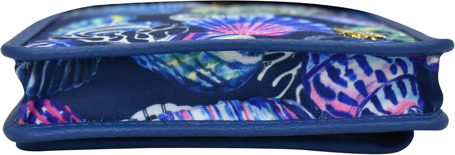 Anuschka Cell Phone Crossbody RFID Blocking Wallet - Wanderlust Collection - Nylon Fabric with Genuine Leather Trim