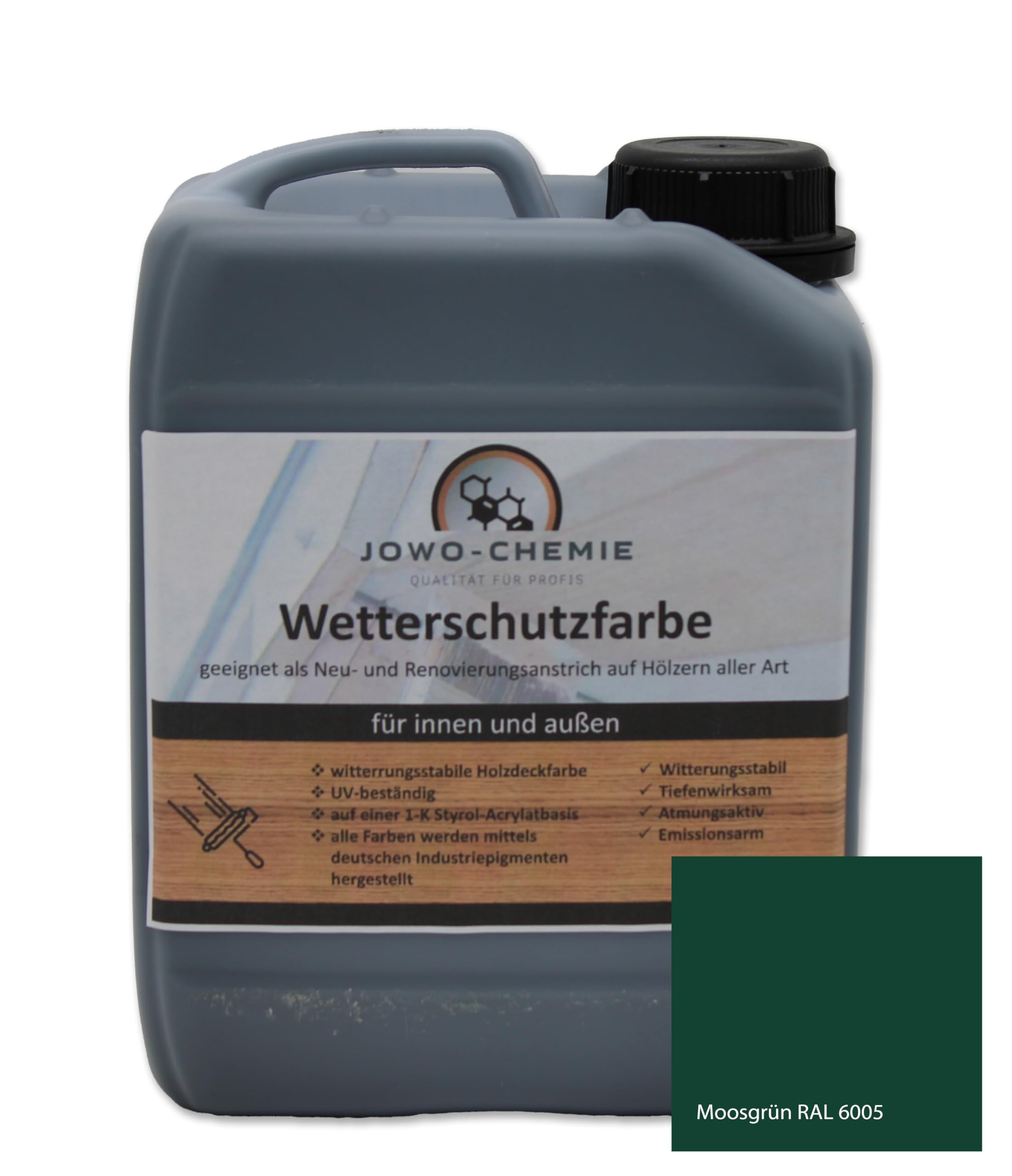 Farba chroniąca przed warunkami atmosferycznymi (5 kg), farba do drewna, farba do ogrodzenia, farba ogrodowa na drewnie wszelkiego rodzaju, duży wybór kolorów, farba akrylowa (zielony