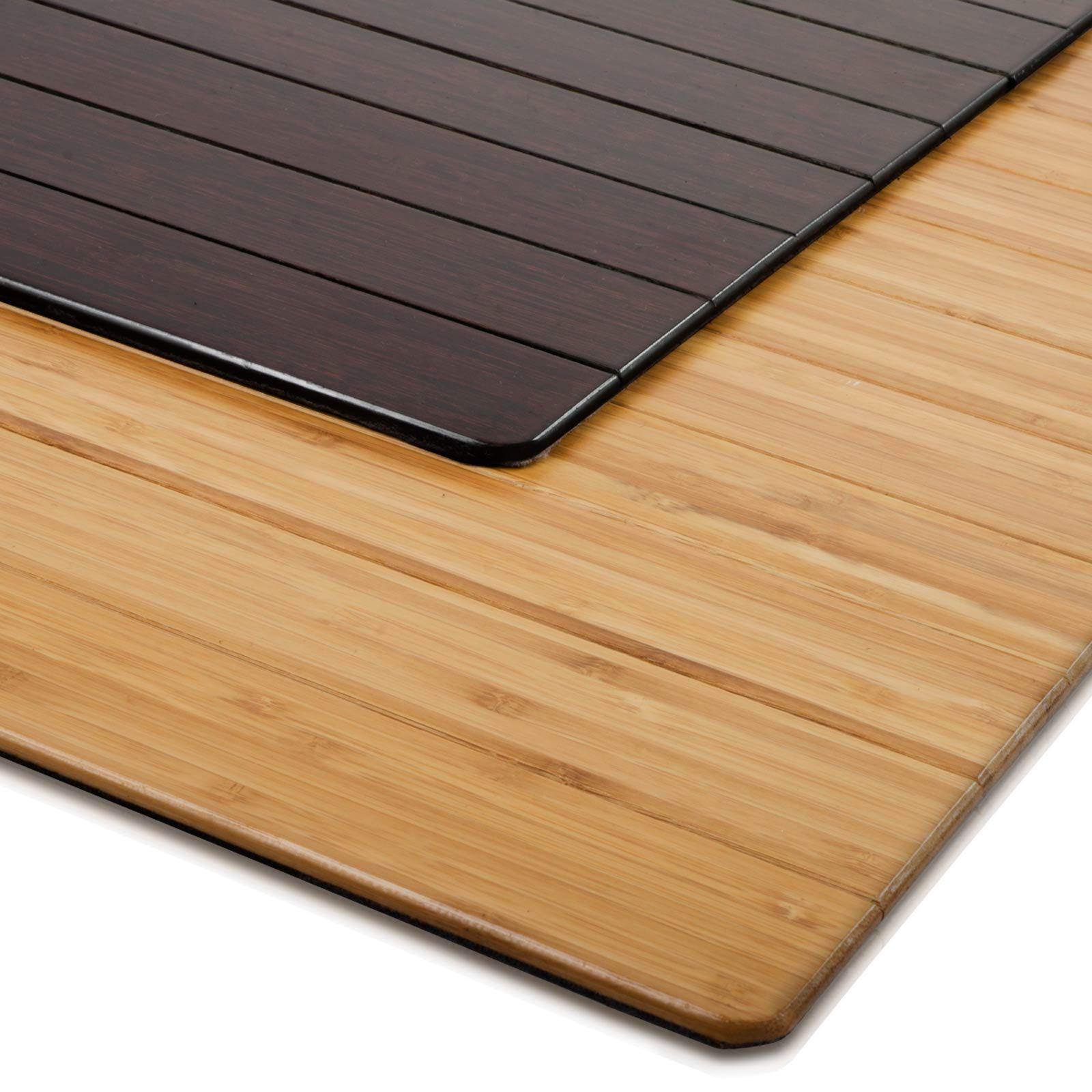 Floordirekt Bambus-Bodenschutzmatte für Hartböden und Teppich | Mit Filz-Unterfütterung | Gumminoppen für festen Halt | Aus natürlichem Bambus | 2 Farben (90 x 120 cm, Hell - mit Lippe)