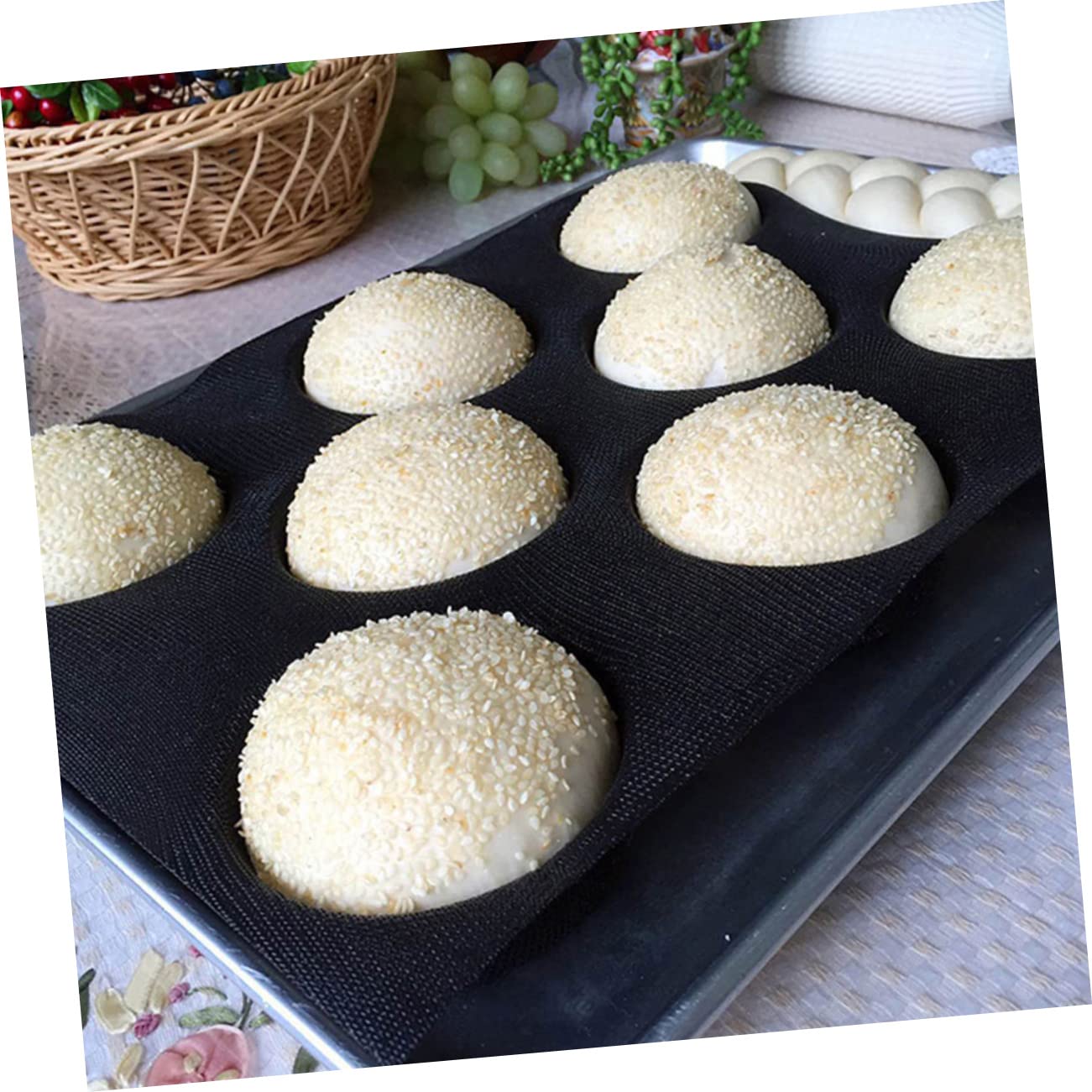 3piezas Molde De Anti-adherente Para Hamburguesas Para Hornear Pan Cocina y Repostería Horno Microondas y Congelador Color Negro